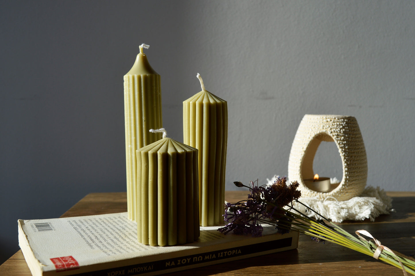 Rib Pillar Set Candle